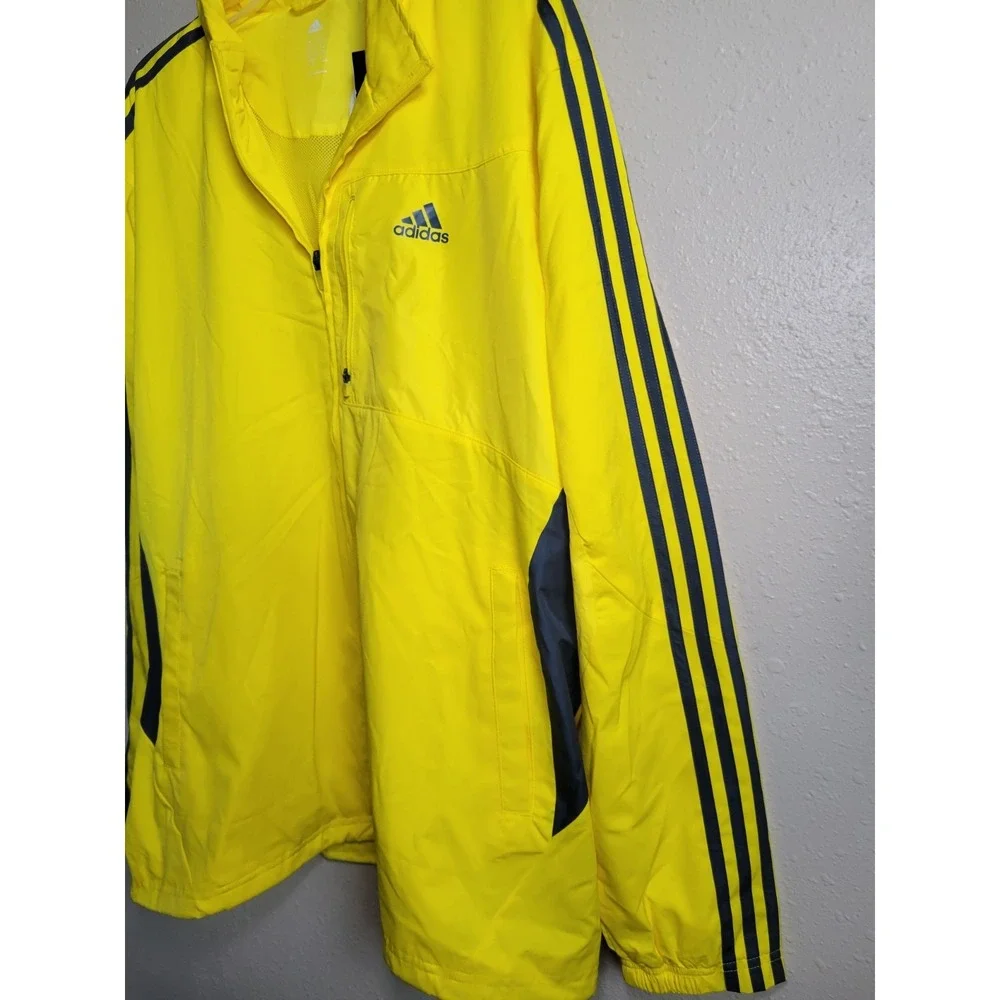 Vintage Adidas Drive 2‎ Zip Jacket Men's Yellow Blue Stripes Windbreaker Sz XL